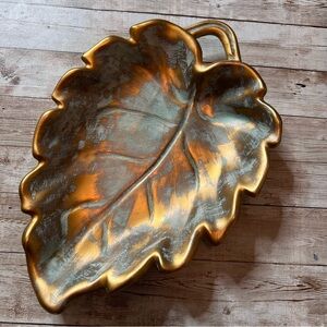 💚Stangl vintage pottery shallow leaf bowl